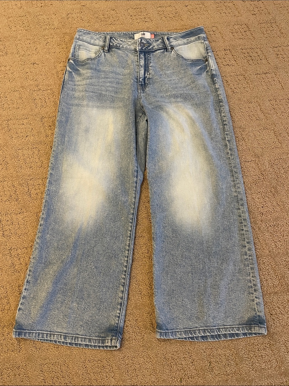CAbi Light Blue Cropped Wide-Leg Jeans